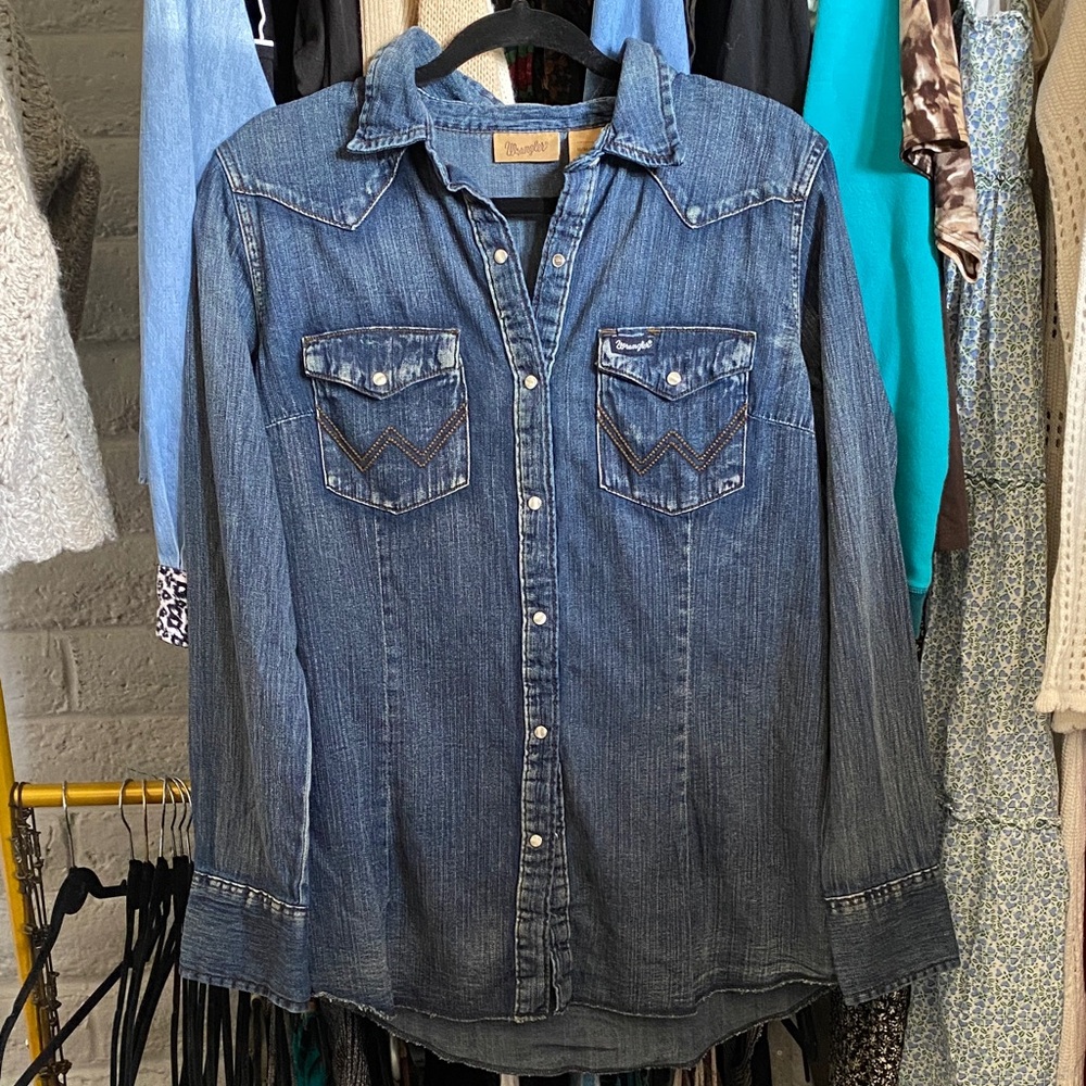 Wrangler Blue Denim Western Shirt